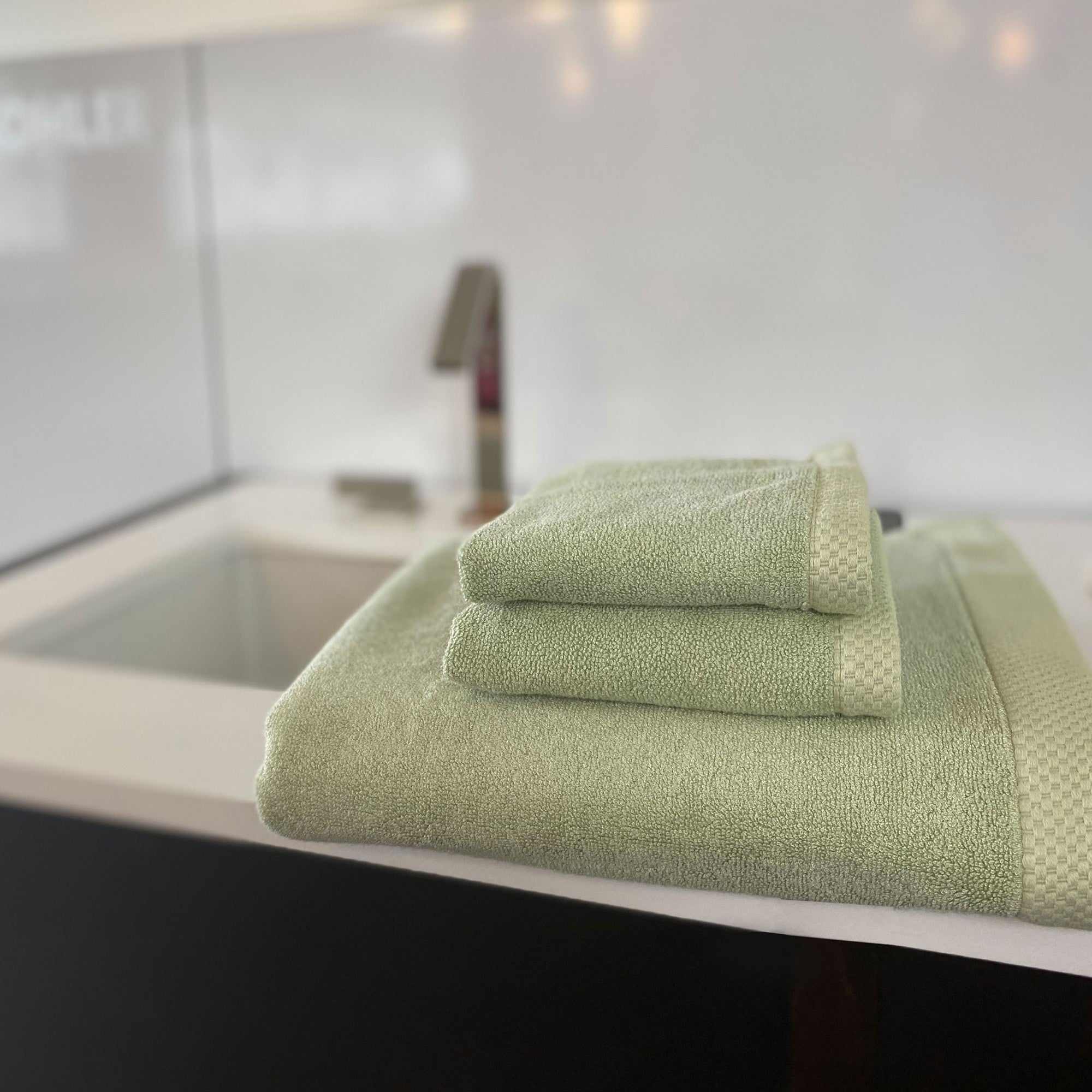 Luxury BAMBOO Towel Set 3Pcs - Traditional Cotton Towel, 3x's More Absorbent Bath Towel Sets - Sage