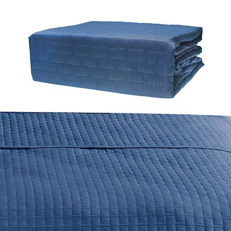 100% BAMBOO Quilted Coverlet - Double-sided Quilting, Rounded Corners Pillow Cover Set - Elegant Quilted Coverlet - Indigo