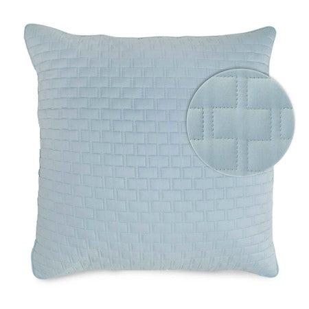 100% BAMBOO Quilted Euro Sham - Piped Edges, Brick Pattern Quilting, Incredibly Soft and Hypoallergenic Pillowcases - Sky