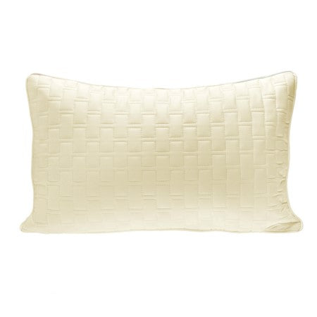BAMBOO Quilted Decorative Pillow - Piped Edges, Brick Pattern Quilting, Zipper Enclosure, Pillowcases - Soft and Comfortable All Night -  Ivory