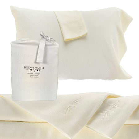 100% BAMBOO Sheet Set - Fabric is Smooth and Breathable Against Skin - Silky-Soft and Hypoallergenic Pillow Cases - Ivory