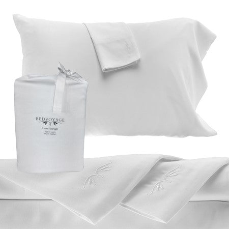 100% BAMBOO Sheet Set - Hypoallergenic, Soft and Comfortable to Skin - Smooth and Breathable Pillow Cases - White