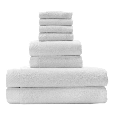 Luxury Bamboo Towel Set 8Pcs - Bamboo Fibers 3x's more Absorbent, 100% Cotton Towels - Fresh and Ultra Soft Bath Towel Sets - White