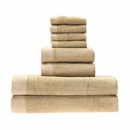 Luxury BAMBOO Towel Set 8Pcs - Soa-Quality, Softness. Hypoallergenic and Super Absorbent Bath Towel Sets - Champagne