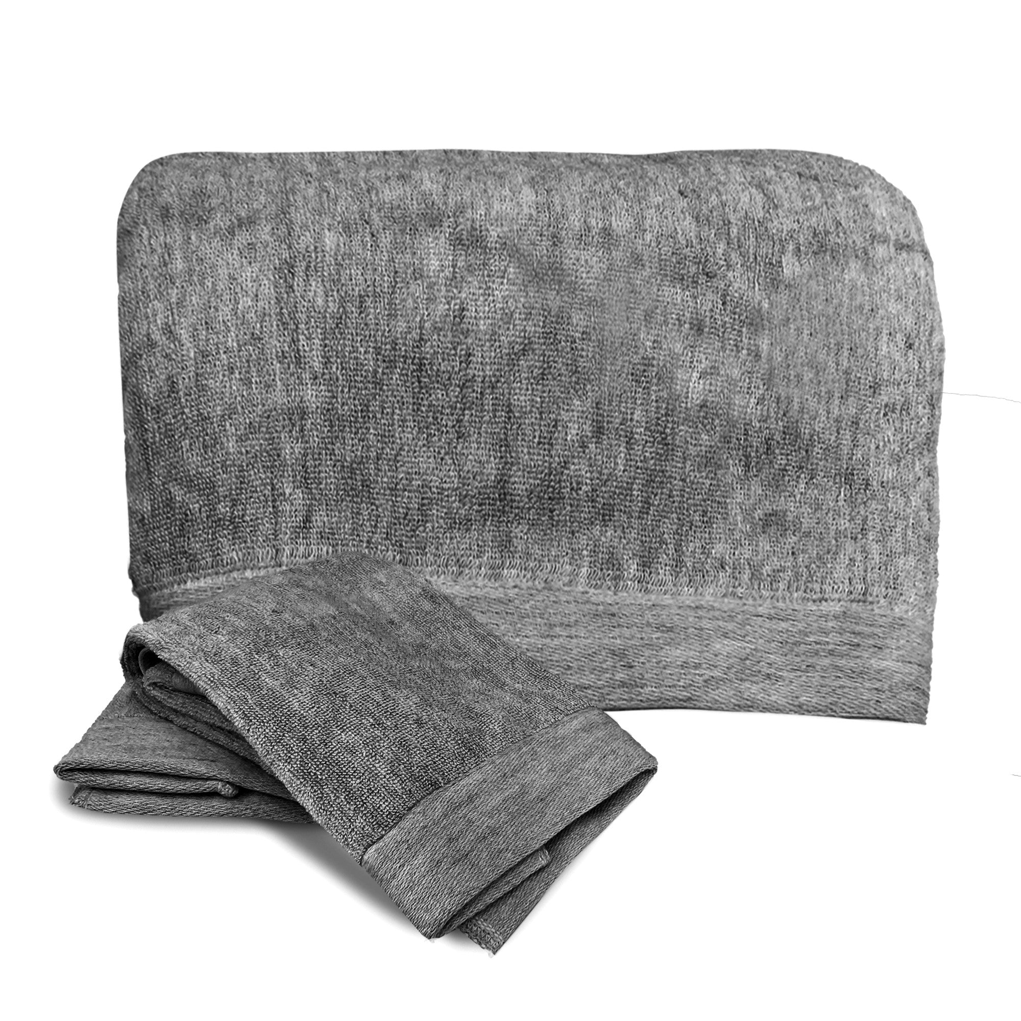 MELANGE Bamboo 3Pcs Set - Soft, Super Absorbent, Hypoallergenic and Gentle to Skin and Hair Bath Towel Sets - Charcoal