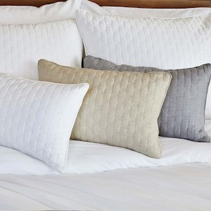 MELANGE Quilted Decorative Pillow - Rich, Cozy Comfortable Pillow Cover Sets - Smooth Fibers Good for All Skin Types - Silver
