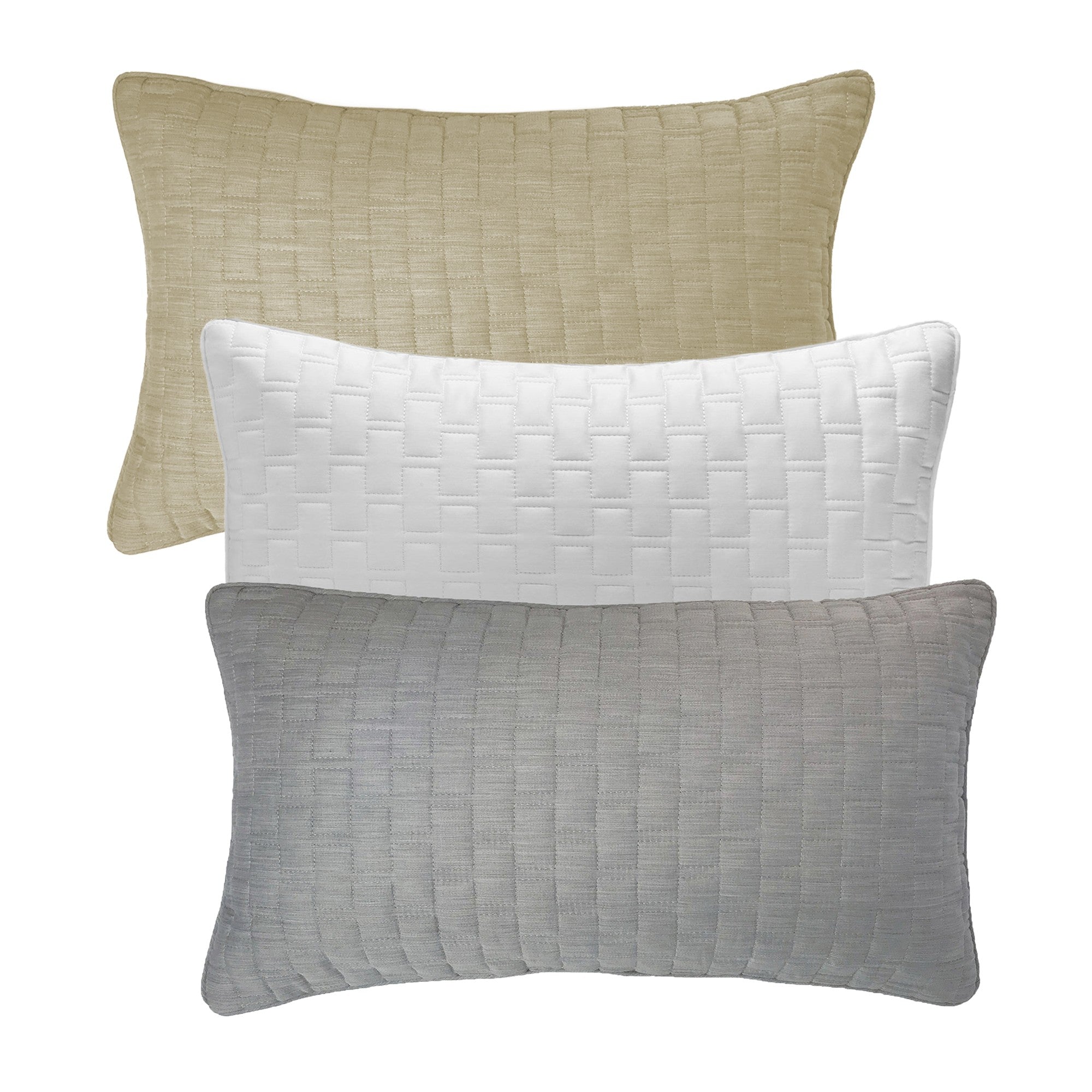 MELANGE Quilted Decorative Pillow - Quilted Brick Pattern For Timeless Design Aesthetic - Smooth Fibers Good For All Types of Skin - Snow