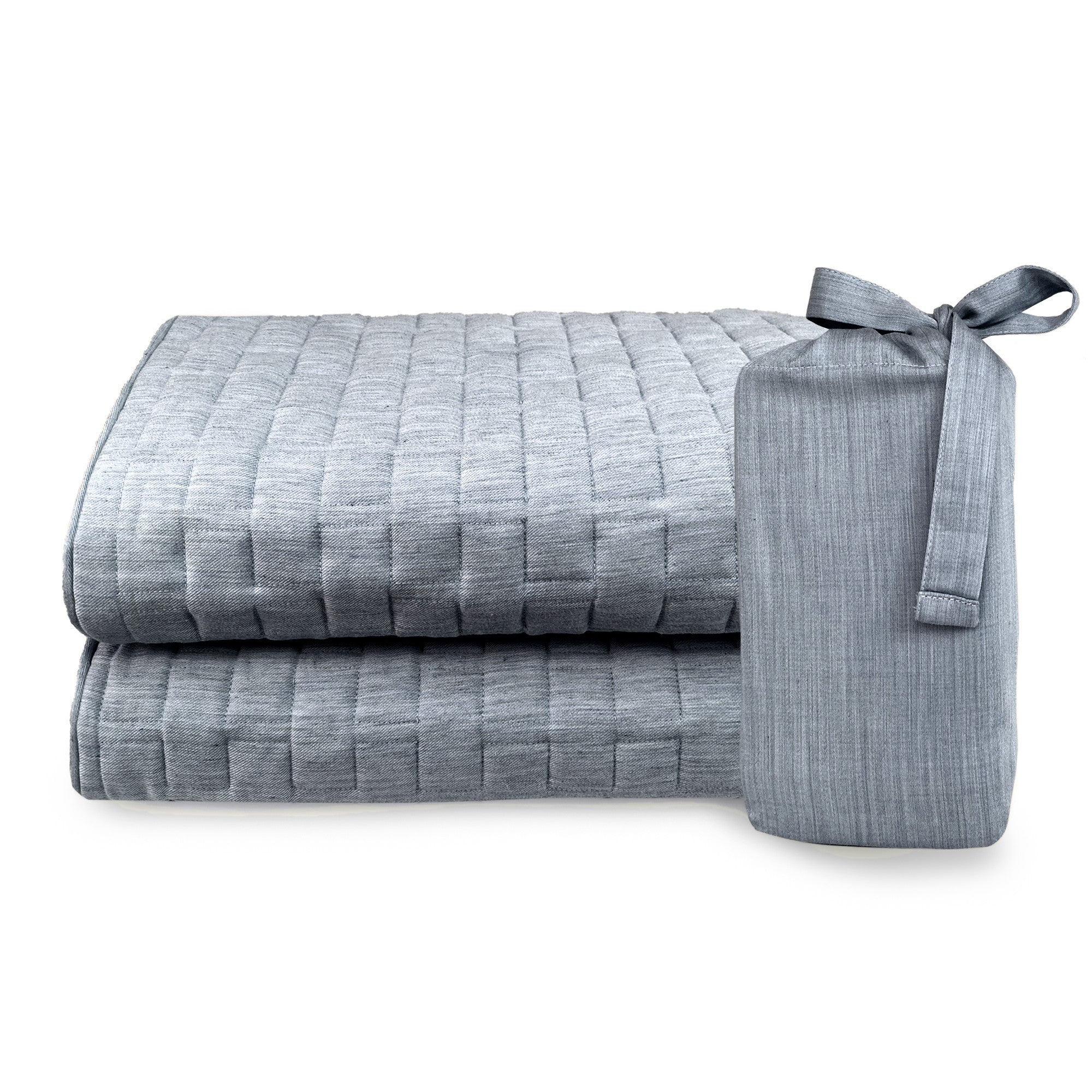 MELANGE Bamboo Quilted Standard Shams 2pack - Smooth Fibers, Good For Skin, Non Irritated - Made From Unique Blend of Viscose from Bamboo - Silver