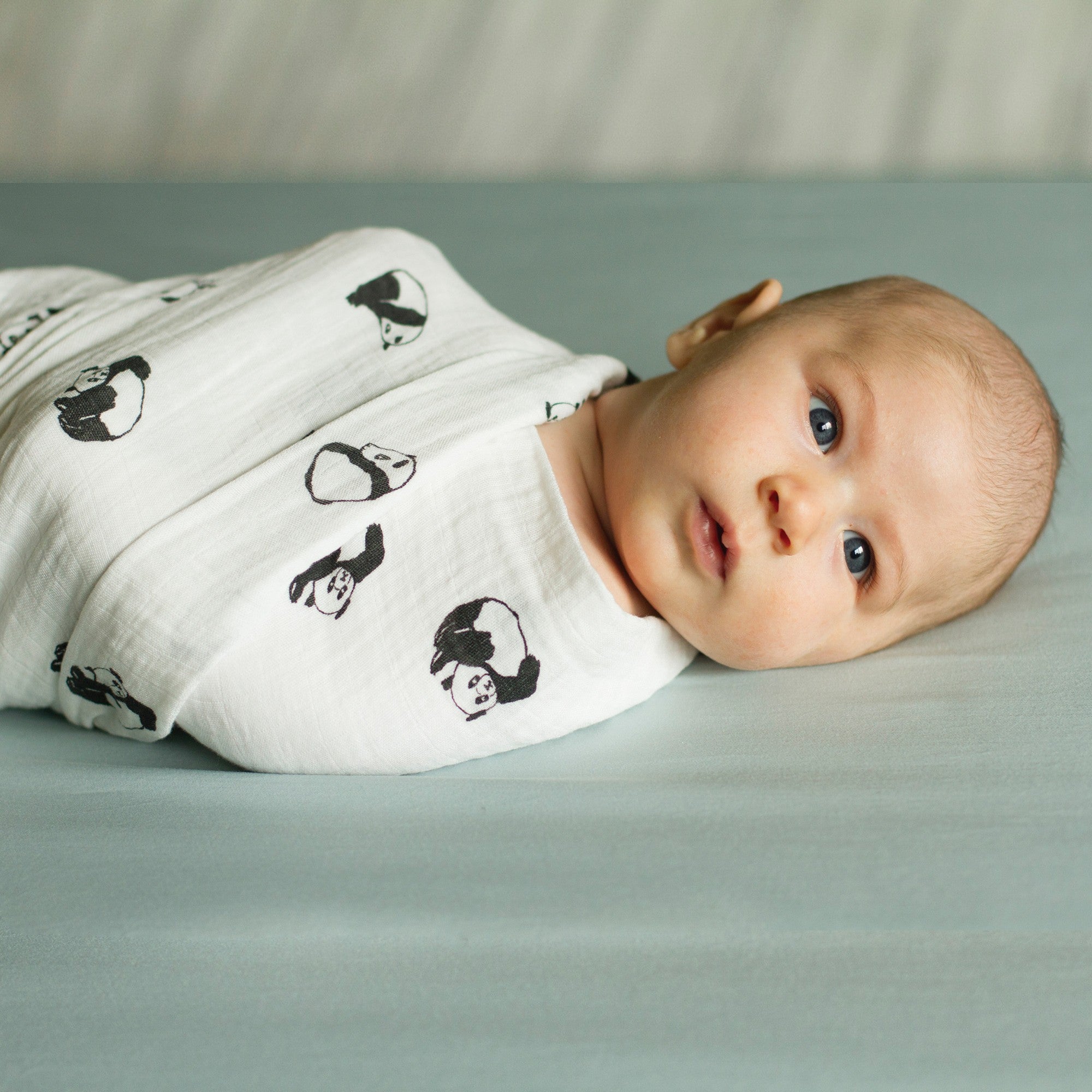 BAMBOO Muslin Swaddle - Silky-Soft, Hypoallergenic and Breathable, Baby Feel Secure - Organically made from Bamboo - Panda